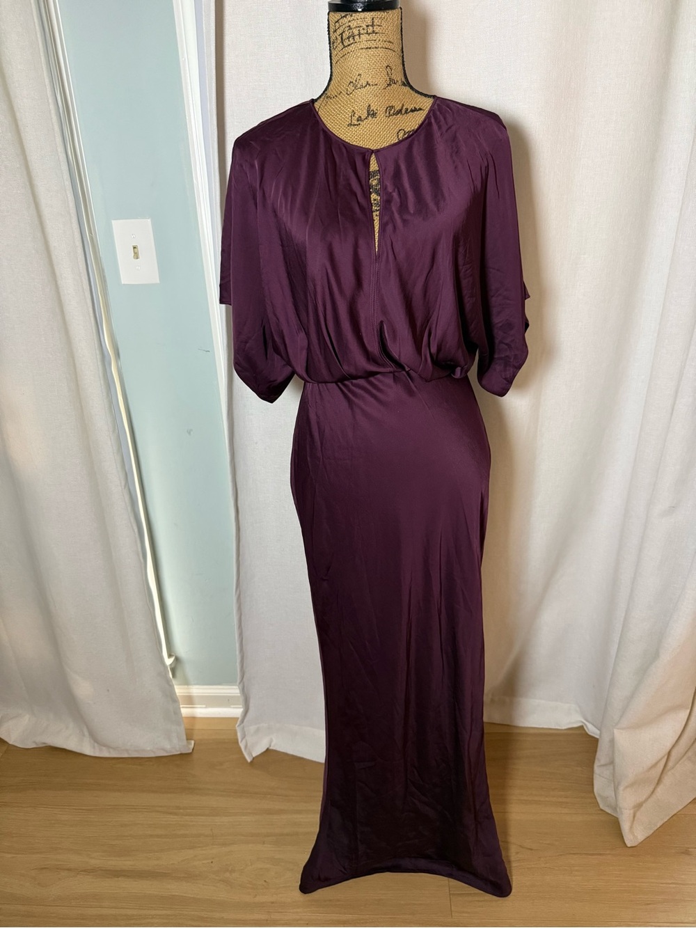 Astr Deep Plum Maxi Dress with Keyhole Detail